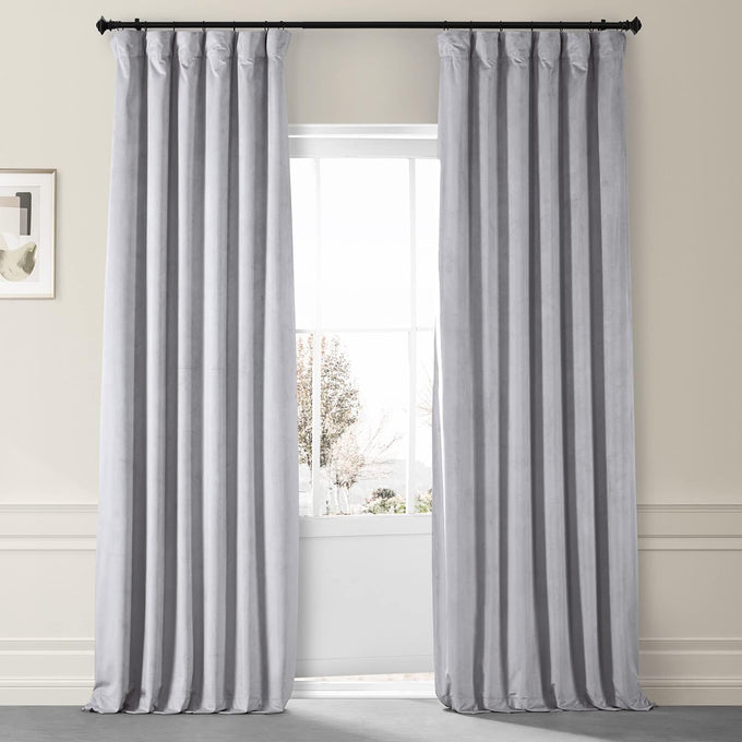 HPD Half Price Drapes Signature Plush Velvet Blackout Curtains for Bedroom (1 Panel), 50W X 96L Hotel Black Out Curtains for Living Room, Thermal Insulated Blackout Curtains for Windows, Varsity Blue