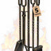 Amagabeli 5 Pieces Fireplace Tools Sets Wrought Iron Indoor Fireplace Set with Poker Tongs Broom Shovel Stand Fire Tools Outdoor Rustic Fire Poker Set Fire Place Hearth Accessories Sets Antique Pewter