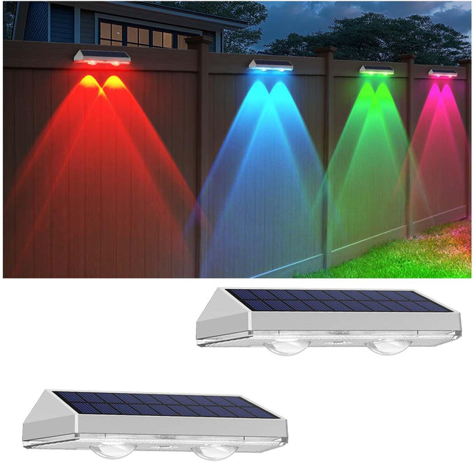 Solar Fence Lights Outdoor, 2700/4000/6000K 3 Mode, 8-12H, Black, 8 Pack