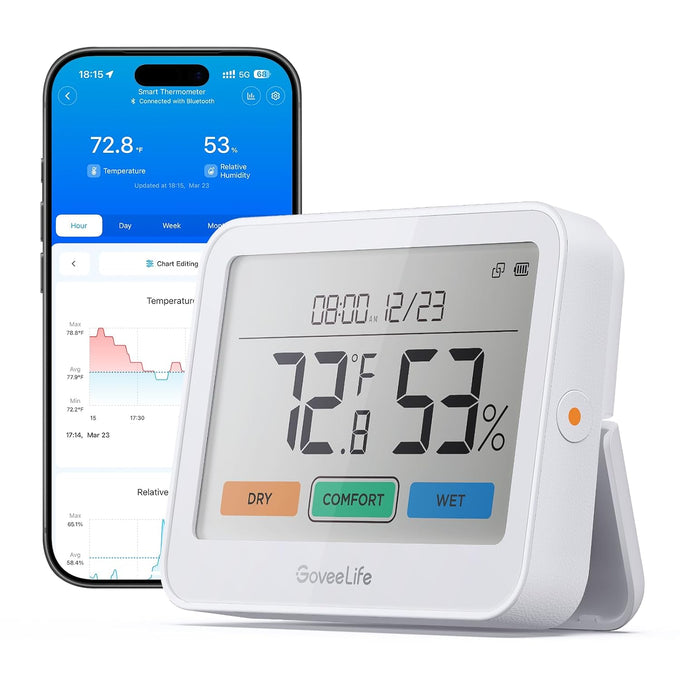 GoveeLife WiFi Thermometer Hygrometer 5-in-1, Large LCD 3-Pack with Gateway