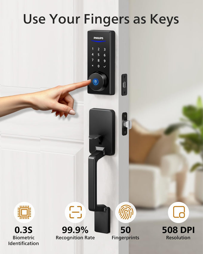 Philips Wi-Fi Smart Deadbolt with 2 Handles, Front Lock Set with Gateway