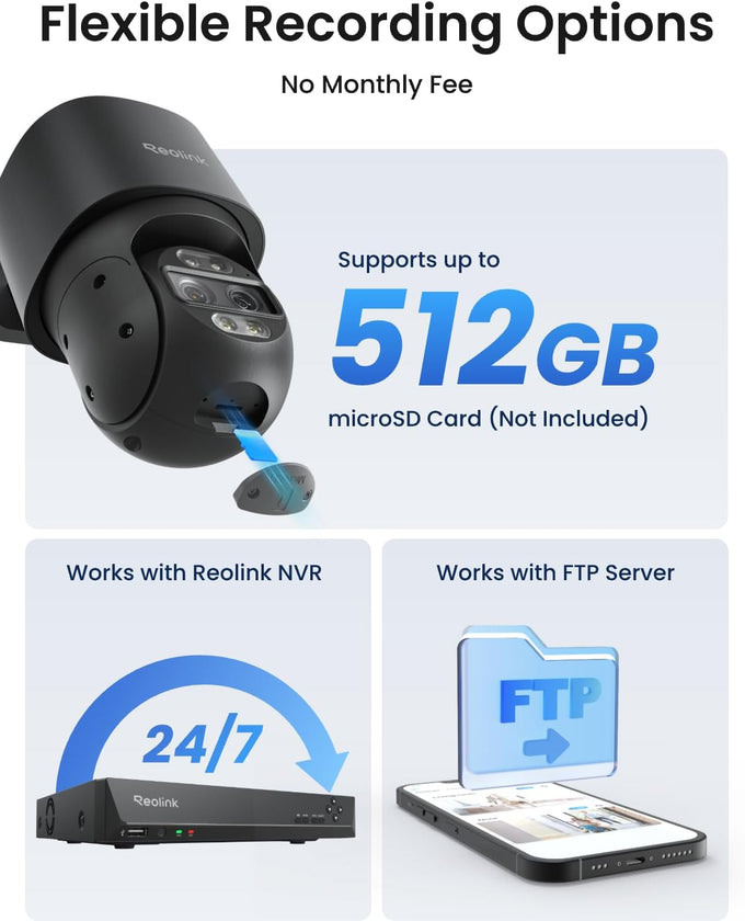 REOLINK TrackMix PoE Grey Dual-Lens PTZ Security Camera 6X Hybrid Zoom
