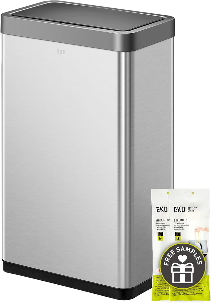 EKO Mirage X 80 Liter / 21.1 Gallons Motion Sensor Trash Can or Recycling Bin, Automatic Large Kitchen Trash Can Touchless, Stainless Steel