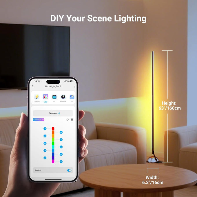 NEEWER NF01 Smart RGB IC W Floor Lamp, 1500lm LED Standing Corner Light