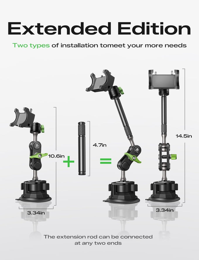 MAGIC JOHN Durable Metal Phone Holders for Your Car, Windshield Car Mount