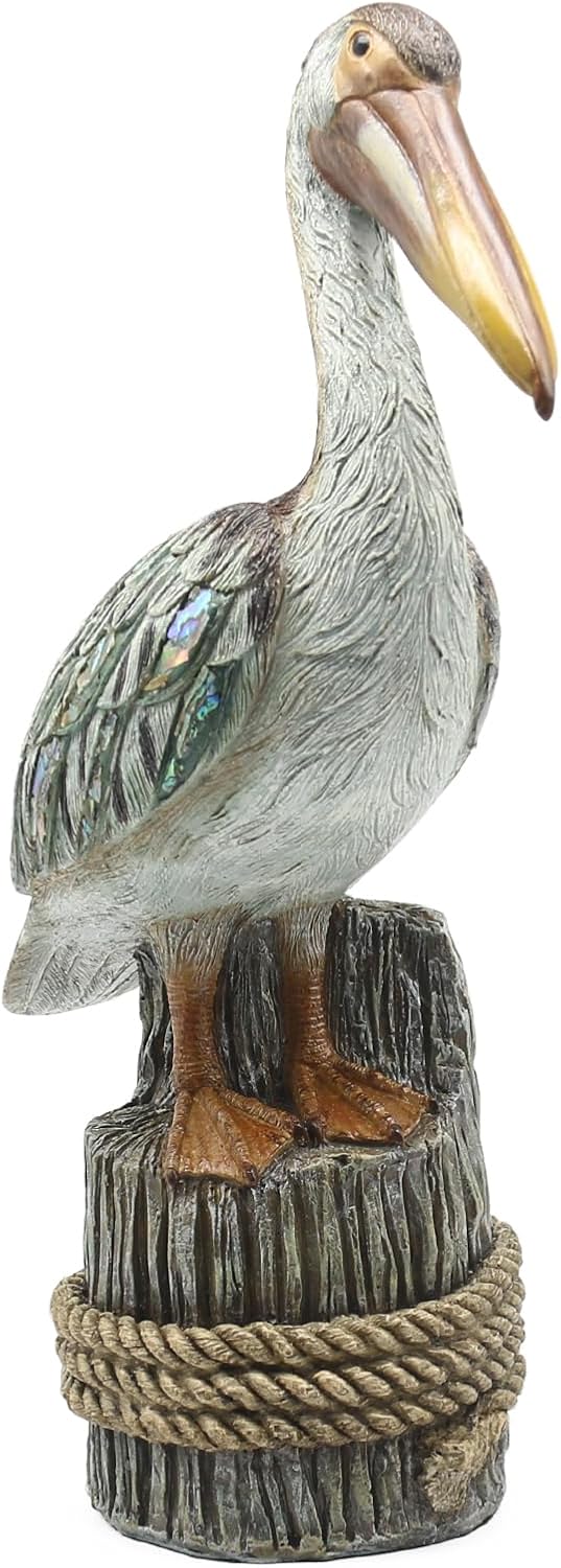 Lukitas Standing Pelican Statue and Sculpture Coastal Decor, Resin 14''