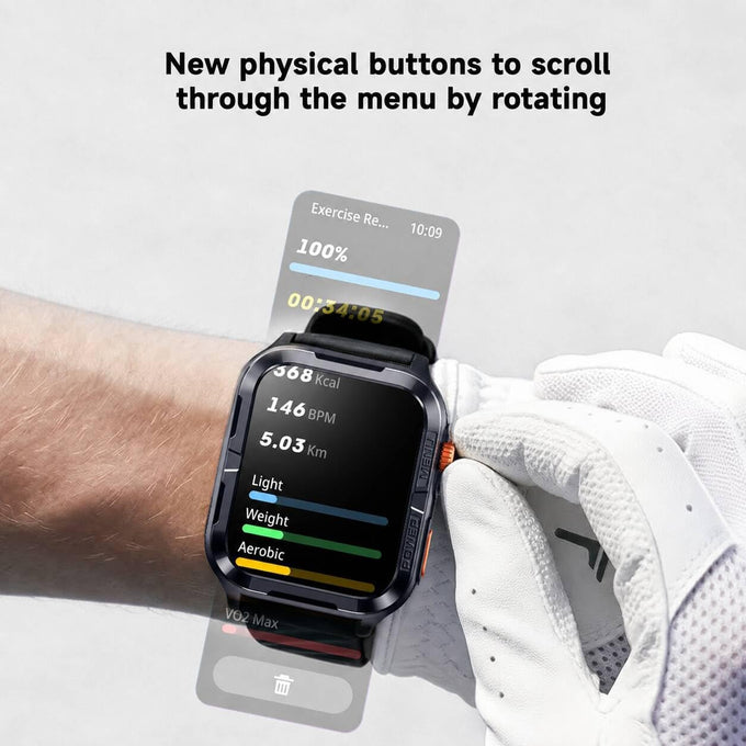 IOWODO GPS Smart Watch for Men with ChatGPT, Compass & Flashlight/2 Straps