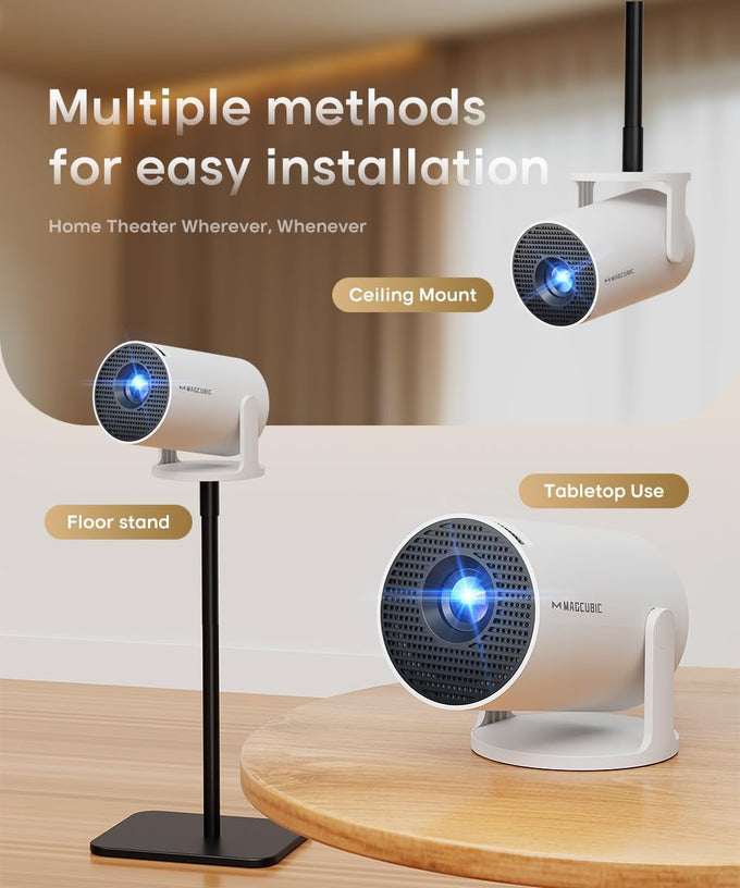 Magcubic 2026 Upgraded HY300PRO Mini Projector with WiFi and Bluetooth, Portable Projector 4K Support, Auto Keystone, 180 Degree Rotation, Smart Proyector for Home Outdoor