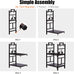 Outvita 2 Tier Firewood Log Rack, Iron Lumber Storage Holder, Wood Pile Stacker Organizer for Indoor Outdoor Fireplace Fire Stove Pit With 4 Fire Tools Hanging Hooks Christmas Elements Brown