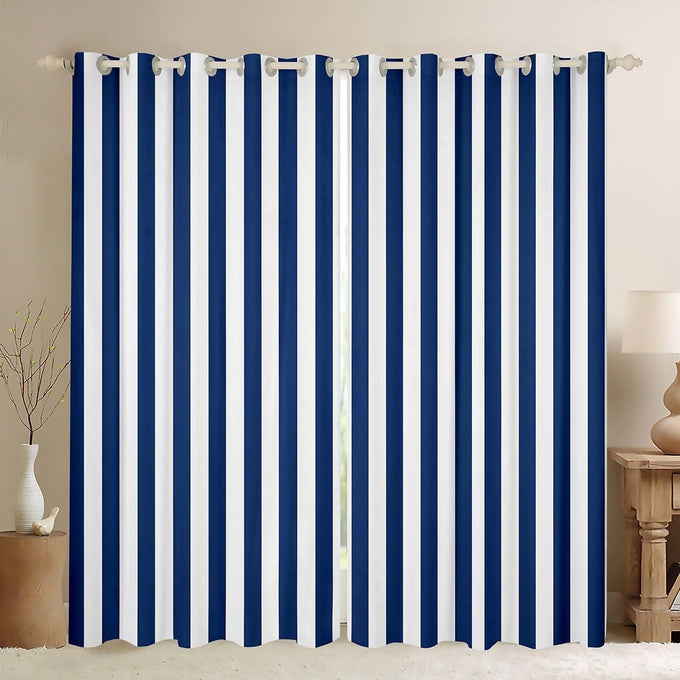 Feelyou Yellow White Striped Blackout Curtains Striped Darkening Drapes for Bedroom Living Room Decor Basic Simple Thermal Insulated Shades Geometric Window Treatments, 2 Panels 52 x 90 Inch