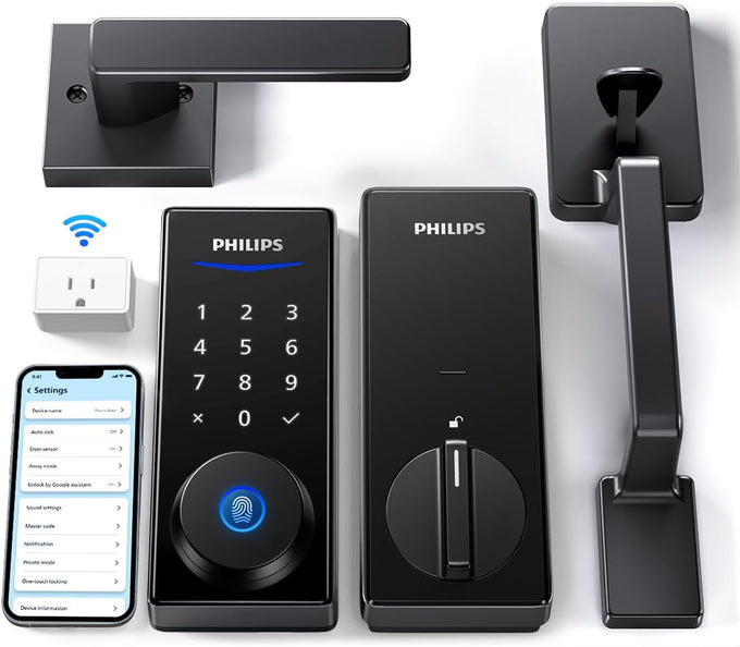 Philips Wi-Fi Smart Deadbolt with 2 Handles, Front Lock Set with Gateway