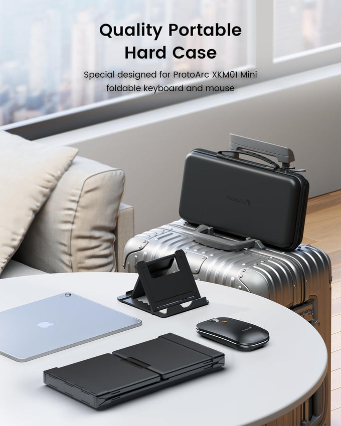 ProtoArc Foldable Keyboard and Mouse, Small Folding Bluetooth Keyboard Mouse Combo for Travel, Pocket-Size Portable Keyboard for iPad, iPhone, Smartphone, Tablet Laptop