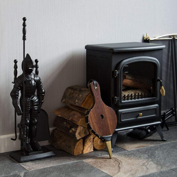 Lizh Metalwork Dark Knight Fireplace Tool Set,Black Cast Iron
