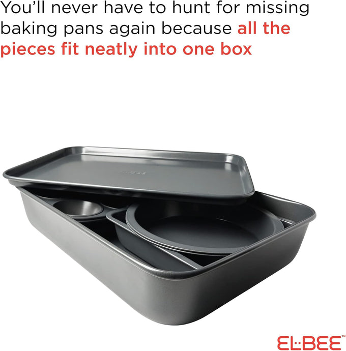 Elbee Home 8 Piece Nesting Bakeware Set, Nonstick Cookie Sheets and Tins