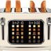 Mecity 4 Slice Toaster, Wide Slot Retro Design, 120V 1650W, Jet Black