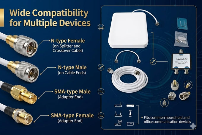 Indoor Panel Antenna Kit with 2 Way Splitter for Cell Phone Signal Boosters