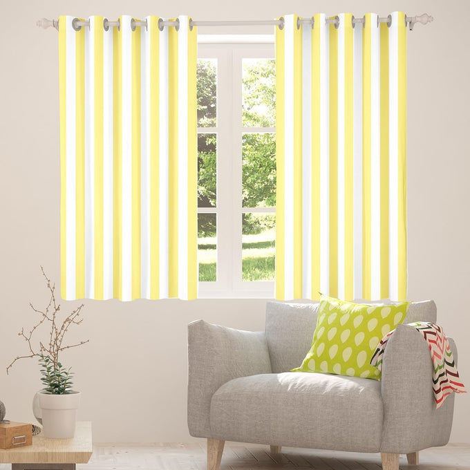 Feelyou Yellow White Striped Blackout Curtains Striped Darkening Drapes for Bedroom Living Room Decor Basic Simple Thermal Insulated Shades Geometric Window Treatments, 2 Panels 52 x 90 Inch