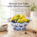 Blue and White Ceramic Fruit Bowl, Chinoiserie Decorative Pedestal Bowl
