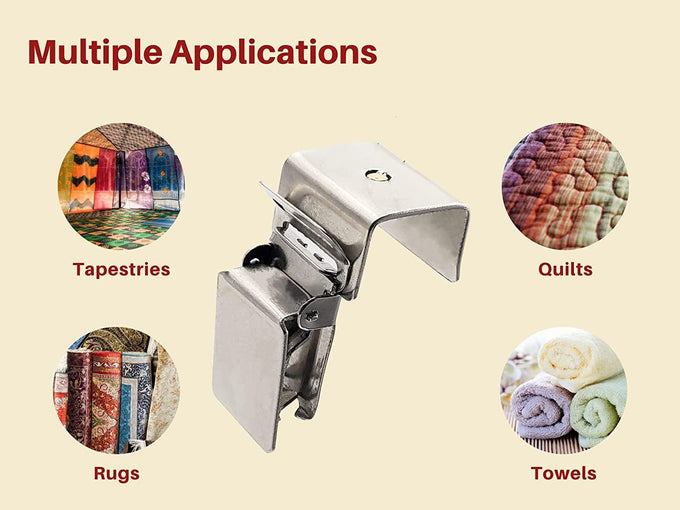 Rug Clips Heavy Duty 25 Pack Rug Grippers with Alligator Jaw Grip for Hanging Large Rugs, Mats – with 1"x1" Base for Display Rack (25 Pack)