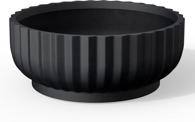 Kante Large Round Column Weathered Concrete Planter 21.7" Tall, Outdoor