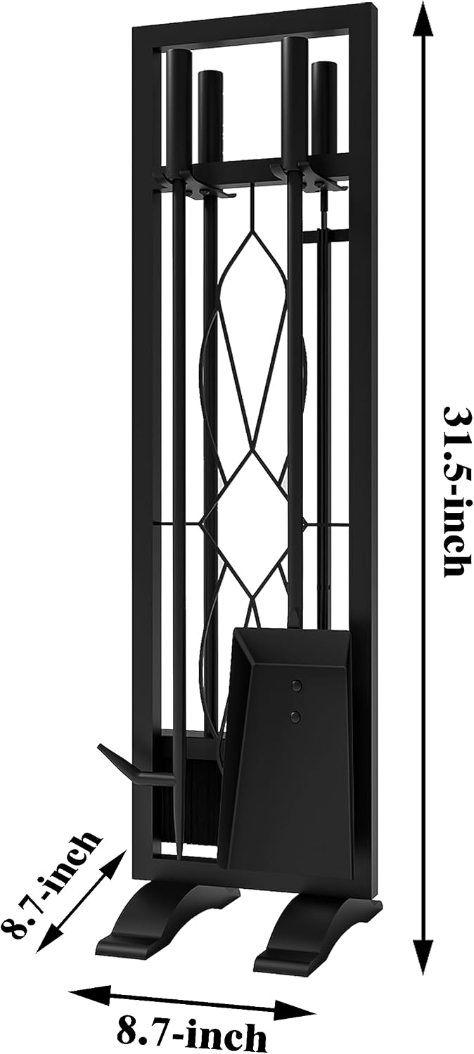Fire Beauty 5-Piece Wrought Iron Indoor Fireplace Tools Set for Wood Stove