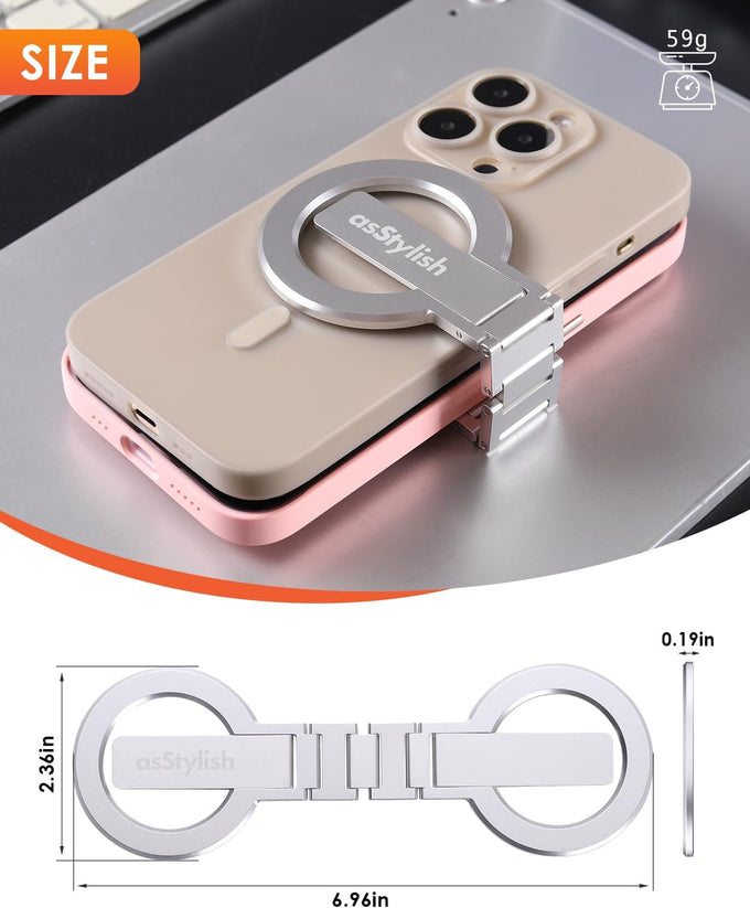 Twins Carry: Magnetic Dual-Phone Holder for iPhone & Android | Lightweight Solution for Professionals, Travelers & Gamers | Manage 2 Mobile Phones for Work, Personal Use (Silver, General)