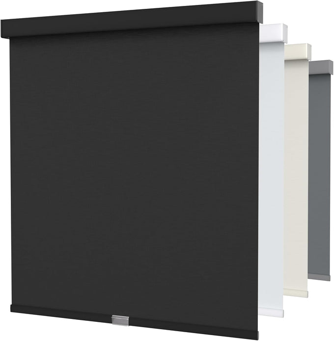 MYshade Cordless Blackout Roller Shades for Windows with Valance, Thermal Insulated UV Blocking Fabric, Cordless Window Blinds for Bedroom & Living Room, Easy Install, 24" W x 72" H, Black