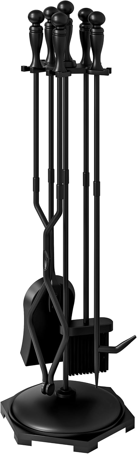 Fire Beauty 5Pcs Wrought Iron Fireplace Tools Indoor Outdoor Set