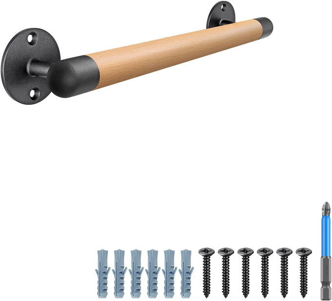 SELEWARE 67 Inch Wood Handrail Wall Mount Handrails for Indoor Stairs