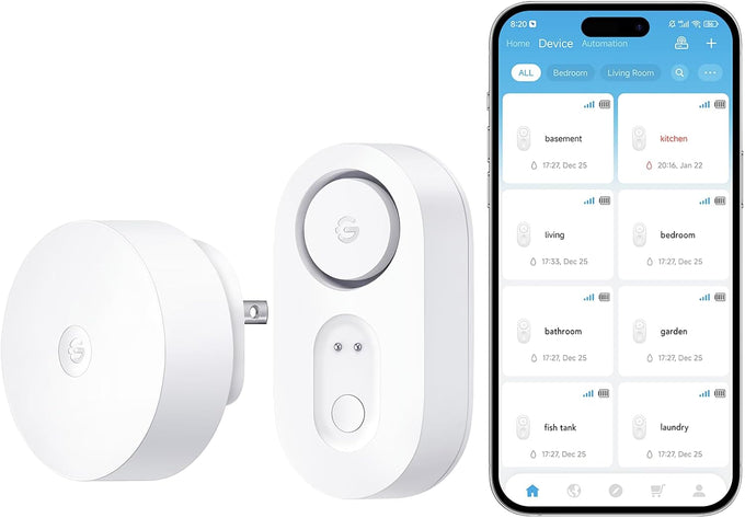 GoveeLife Upgraded Smart Water Leak Detector 1s with High Alarm, 4 Pack