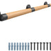 SELEWARE 67 Inch Wood Handrail Wall Mount Handrails for Indoor Stairs