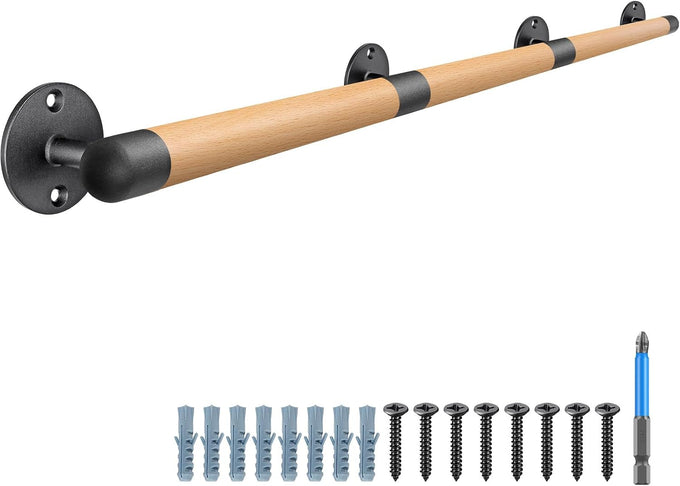 SELEWARE 67 Inch Wood Handrail Wall Mount Handrails for Indoor Stairs