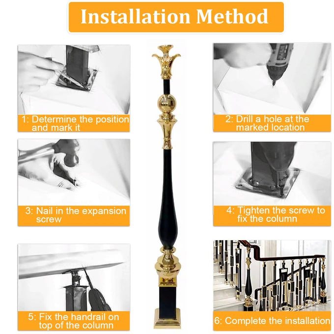 Metal Balusters Spindle for Stairway, Stair Railing Column - Durable Magnesium Aluminum Alloy for Staircases, Elegant Black and Gold Finish, Decorative and Supportive Post for Indoor Stairs(Green,1pc)