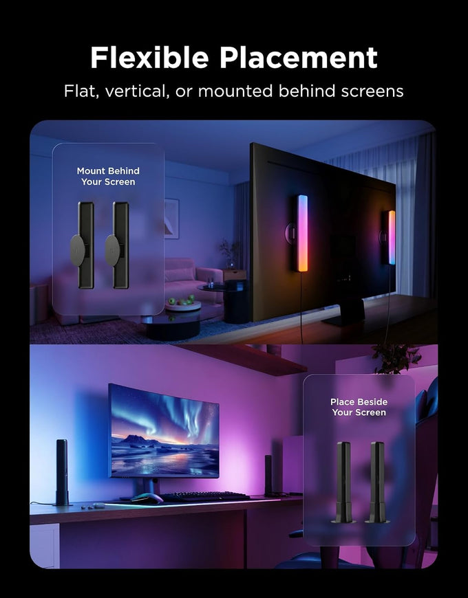Govee Smart Light Bar, RGBICWW TV Lights for Living Room, Gaming, Black