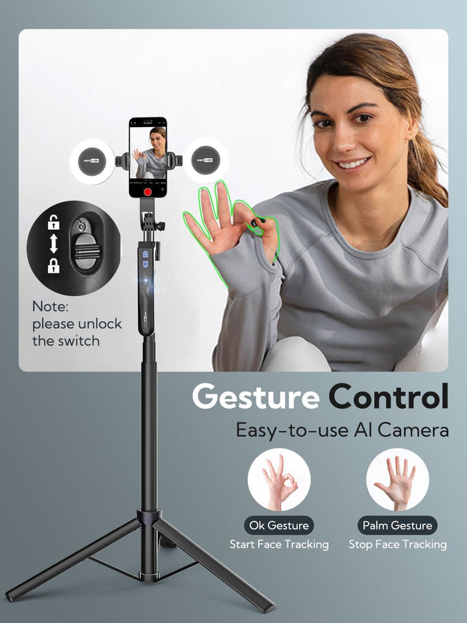USKEYVISION 70.9" Auto Face Tracking Tripod 360° Rotation w/Light(UTK-02)