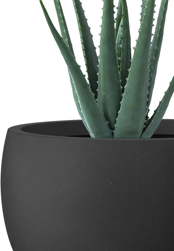 Kante Set of 3 Black Concrete Bowl Planters 20" 15.7" 11.8" Dia
