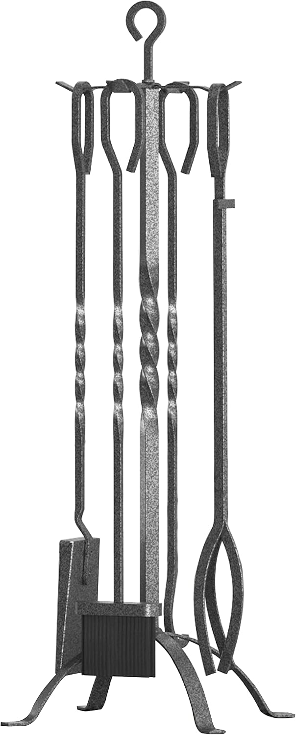 Fire Beauty 5 Pcs Wrought Iron Fireplace Tool Set Indoor Outdoor Fire Pit