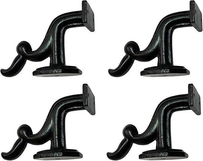 Adonai Hardware Izrahiah Medium Antique Wrought Iron Sturdy Handrail Brackets (2.3" x 4 Pack, Antique Brass) for DIY Easy Installation, Staircase, Stairs, Railings, Support and Home Decor