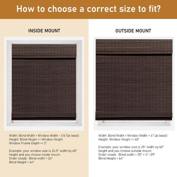 SEEYE Cordless Bamboo Roman Shades, Blackout Natural Bamboo Blinds for Indoor Windows, Roll Up Blind Privacy Shade for Home, Office, Door, UV Resistant & Easy to Install, 42" W x 64" H, Brown