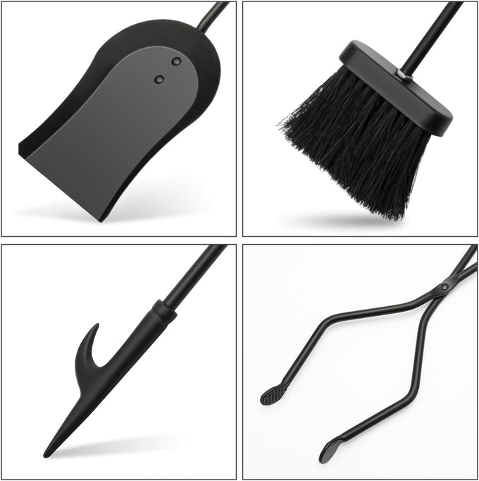 Heavy Duty Cast Iron Fireplace & Fire Pit Tools Set, 5-Piece