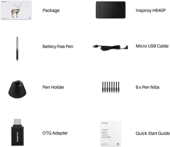 HUION Inspiroy H640P 6x4 inch Drawing Tablet 8192 Pen Pressure