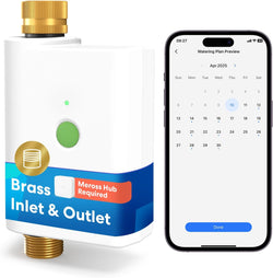 meross WiFi Water Timer for Garden Hose, Brass Inlet & Outet, Rain Skip