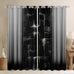 Feelyou Kids Gamer Curtains for Bedroom Living Room (2 Panels, 52 x 96 Inch) Green and Black Darkening Drapes for Boys Gaming Ombre Blackout Curtains Geometric Square Window Treatments