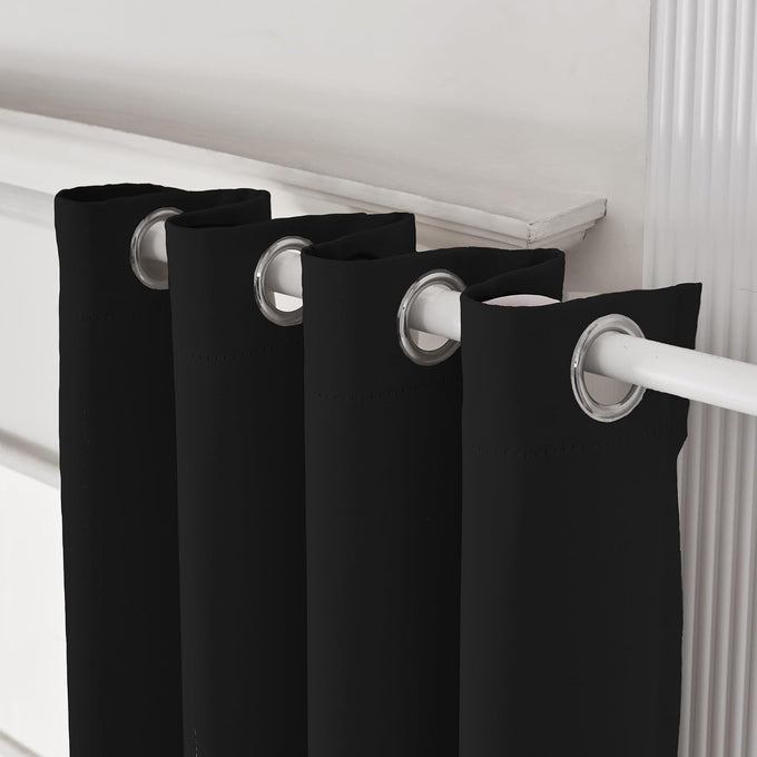 Sanceor Blackout Extra Long Curtain,Room Darkening High Ceiling Draperies for Living Room, Soft Textured Thermal Insualted Blackout Extra Tall Curtains 18ft Length(Black,1 Panel,52 x 216 Inch)
