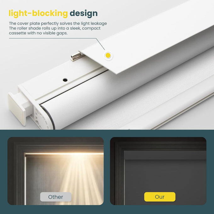 Motorized Blinds No Drill Automatic Blinds for Windows Cordless Roller Shades Electric Blinds with Remote Control Smart Blinds (White, 34.5 x 72)