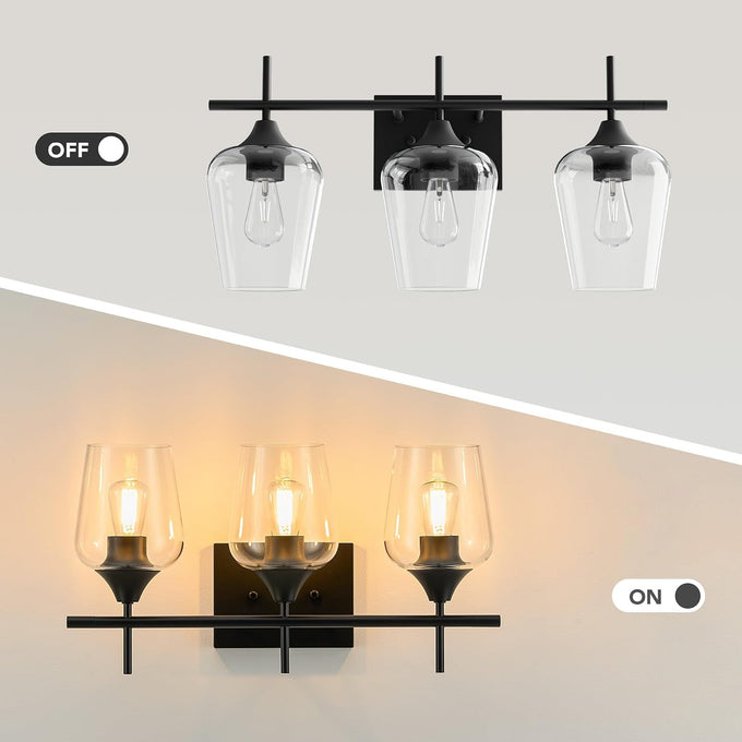 VONLUCE 3 Light Bathroom Vanity Light Fixture,Matte Black