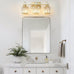 3-Light Gold Bathroom Light Fixtures,Modern Bathroom Vanity Lights Fixture with Clear Crystal Glass Shade, Modern Crystal 3 Lights Wall Sconce for Mirror Bedroom Living Room
