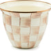 MACKENZIE-CHILDS Enamel Flowerpot, Brown-and-White Mocha Check