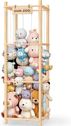 Woodure Stuffed Animal Storage & Organizer, Wooden Toy Holder Zoo for Kids
