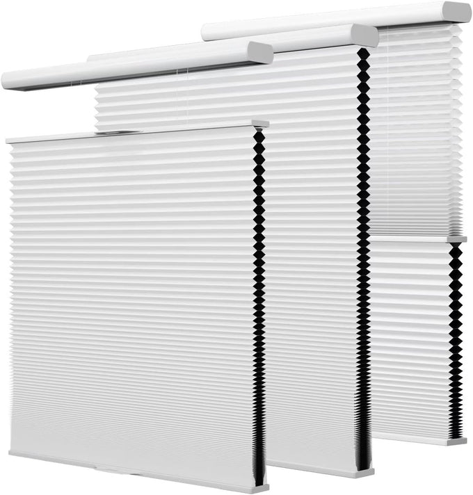 Cellular Shades Cordless, Blackout Top Down Bottom Up Honeycomb Blinds 2-in-1 Day Night Cellular Blinds, Custom Size Pull Down Pleated Accordion Shades for Windows (White, 26-27"W x 41-48"H)